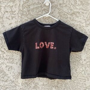 REBECCA MINKOFF Cropped Black LOVE Tee Shirt